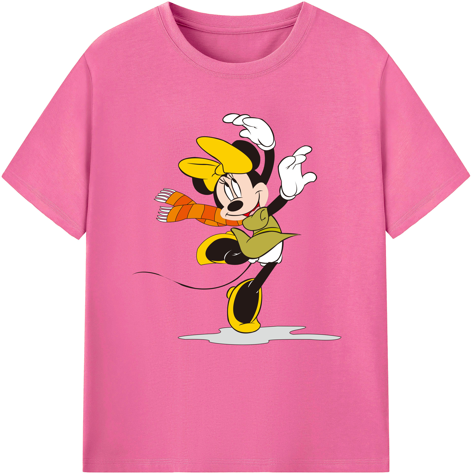 （画像用） ミッキーマウス Mickey Mouse レディースカジュアルプリントTシャツ（綿100％）